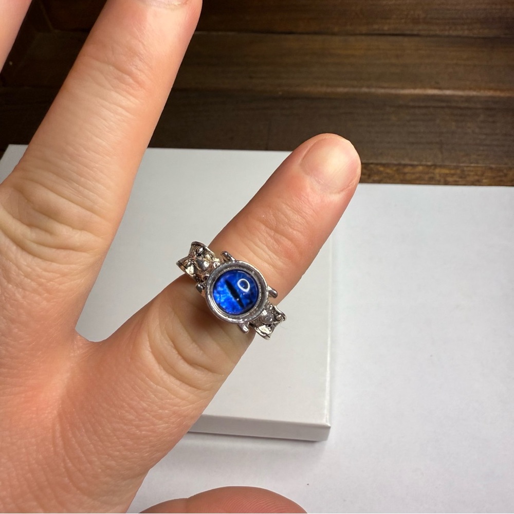 Blue Silver Eye Ring